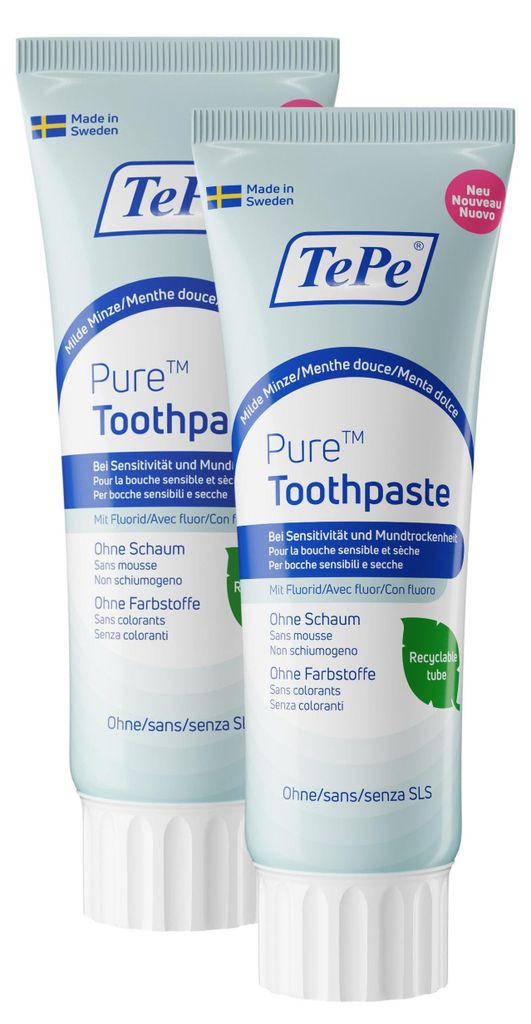 2er-Set TePe Zahnpasta Pure, Milde Minze Produktbild 