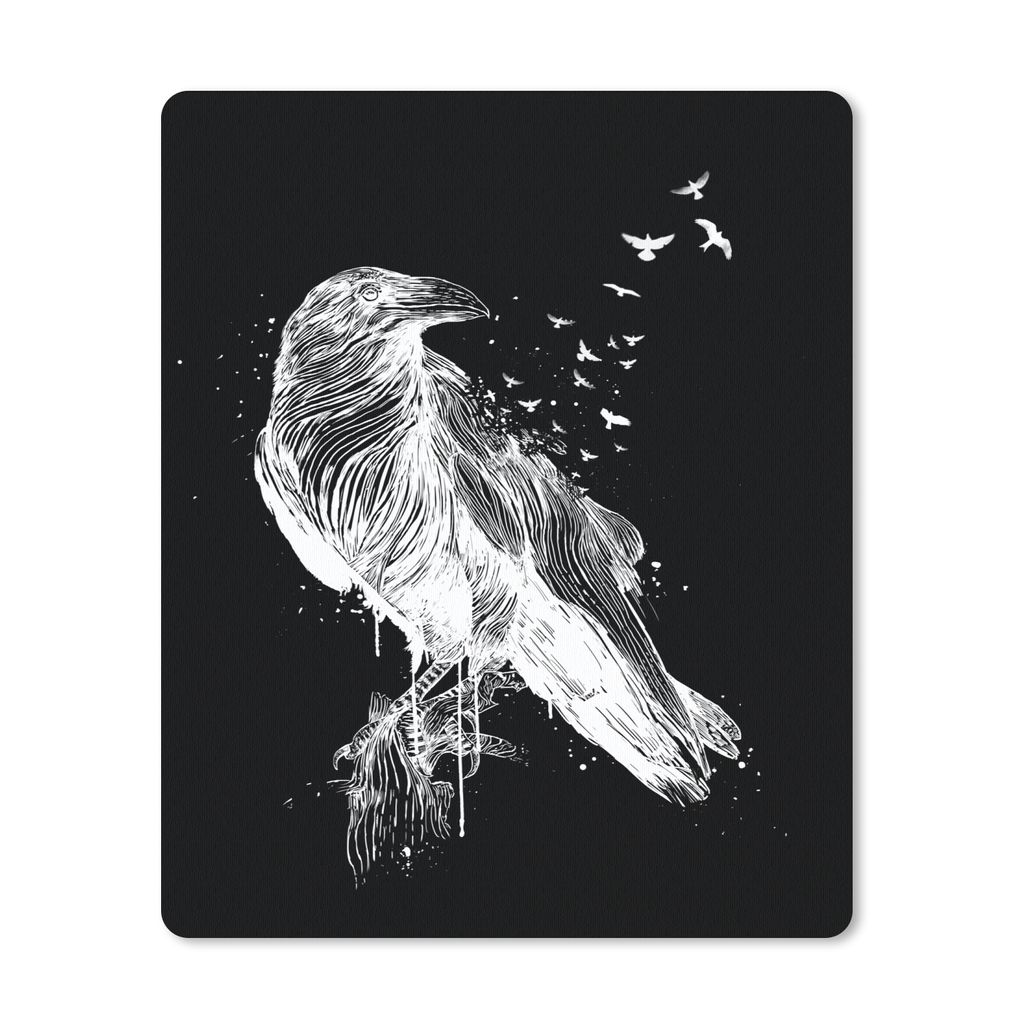MuchoWow® Mauspad Mousepad Krähe - Vogel - Schwarz - Weiß Produktbild 