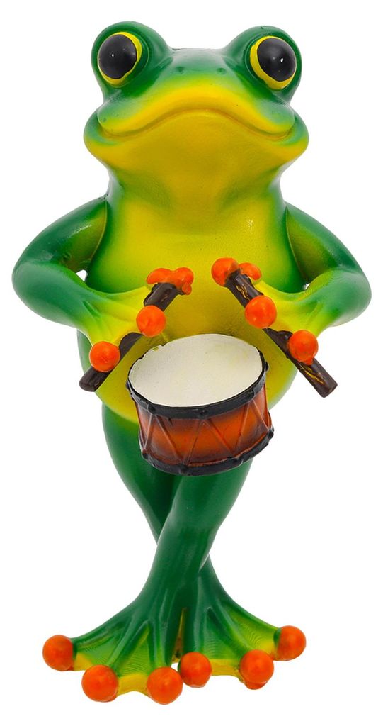 Gitarristen-Froschfigur aus Kunstharz, Schlagzeuger-Froschskulptur, Tierdekoration, Froschstatue für Zuhause, Büro, Schreibtischdekoration B