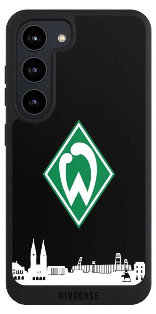 NIVOCASE Handyhülle für Samsung Galaxy S23 Hülle NIVOpure Case Schwarz Offizielles Lizenzprodukt SV Werder Bremen Skyline