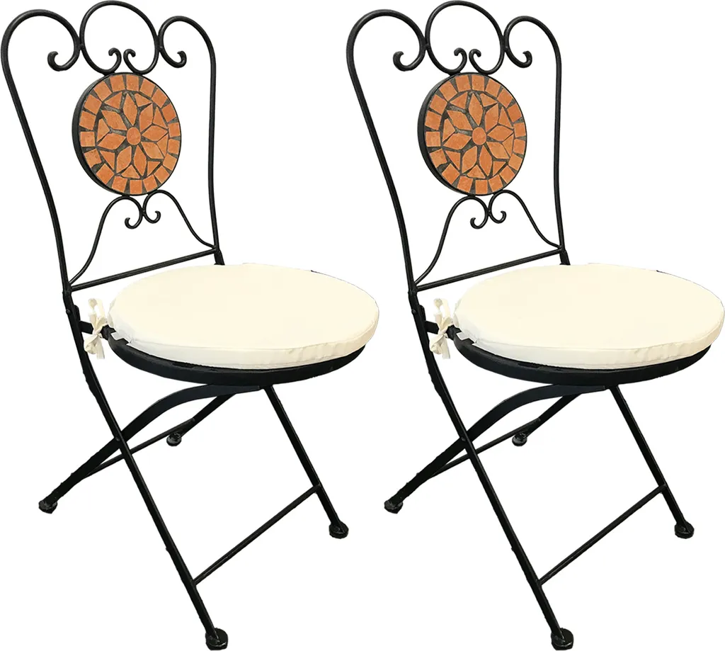 Chaises de balcon pliantes en mosaïque pour petit espace extérieur x2