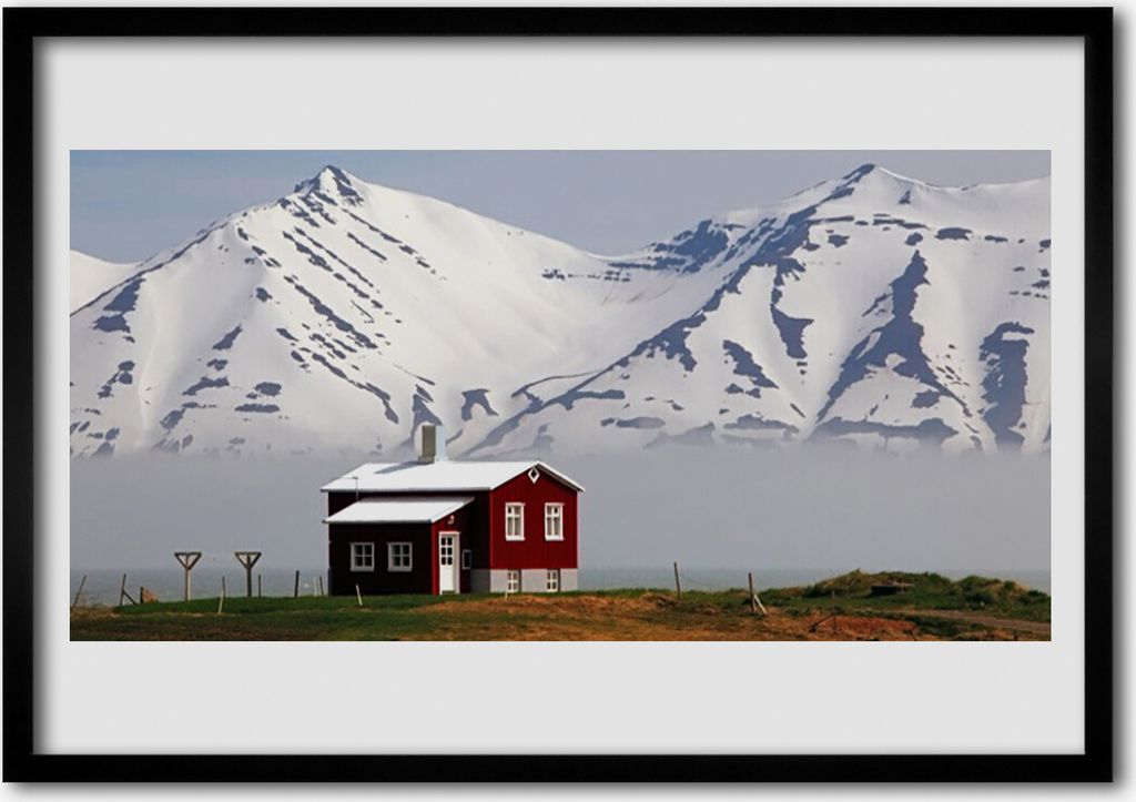 Bild 100x70 MDF-Rahmen Wandkunst Mountain Home Landschaft Schnee
