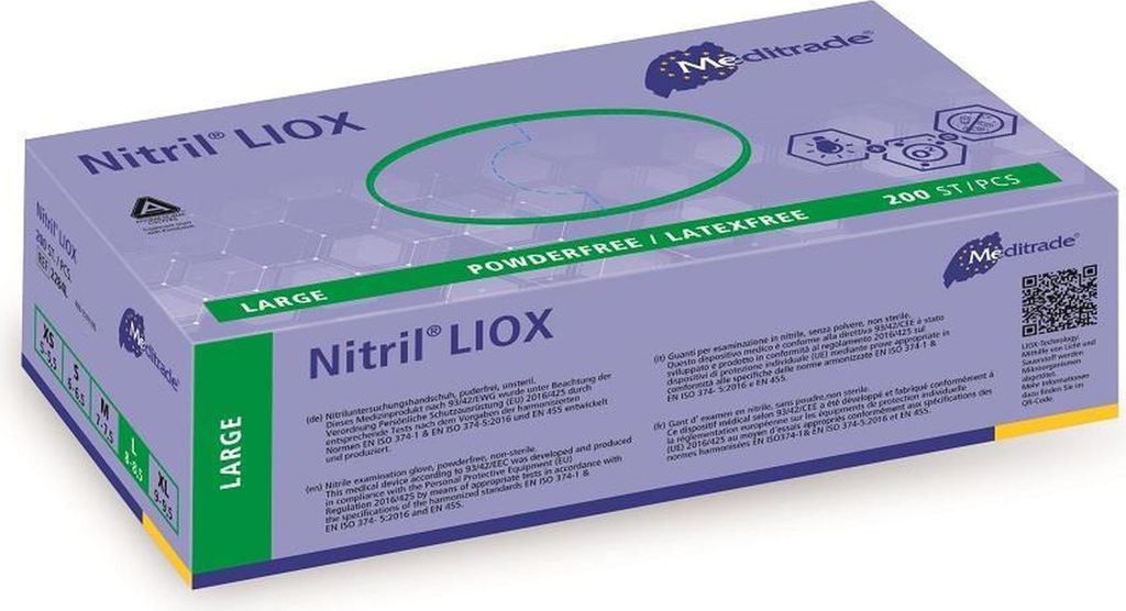 2000 Nitril-Handschuhe Liox- puderfrei - keimtötend - Produktbild 