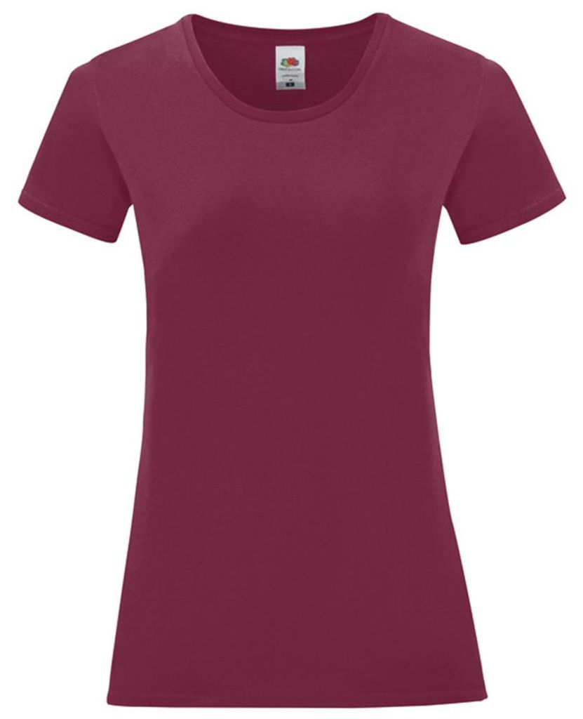 Fruit of the Loom - "Iconic" T-Shirt für Damen, Gekämmte Baumwolle LT5720 (M) (Burgunderrot)