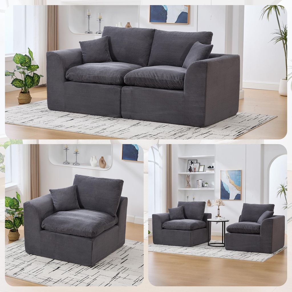 Modernes minimalistisches Stoffsofa Zweisitzer Wohnzimmersofa Weicher und bequemer Sessel Komplett mit Kissen Freizeitsofa im nordischen Stil Wohnz...