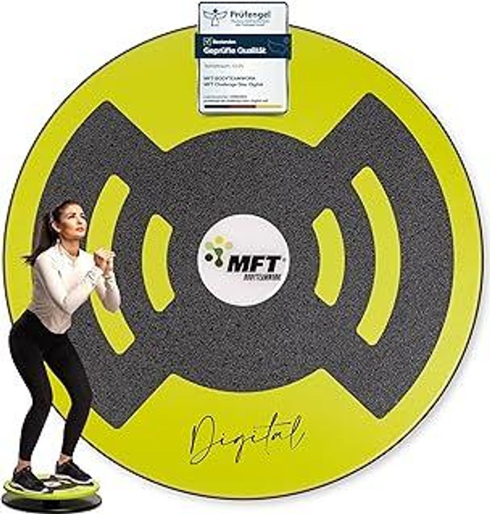 MFT Challenge Disc Digital Balance Board mit digitalem Balancesensor mit er App für Bewegung und Spaß, aus Holz mit rutschfesten Belägen, Wacke...