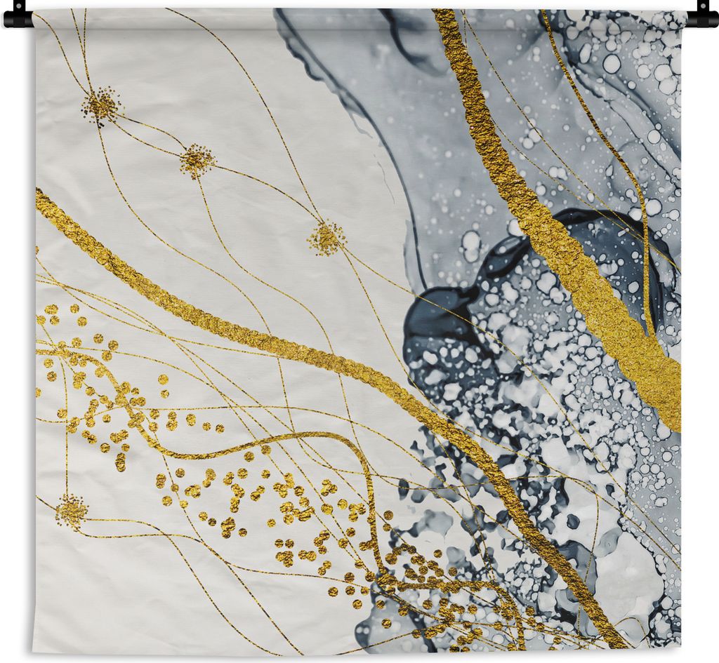 MuchoWow Wandteppich Wandbehang Abstrakt - Gold - Natur - Kunst 60x60 cm Tapisserie Dekoration Wandtuch - Dekorationen - Wand Decke