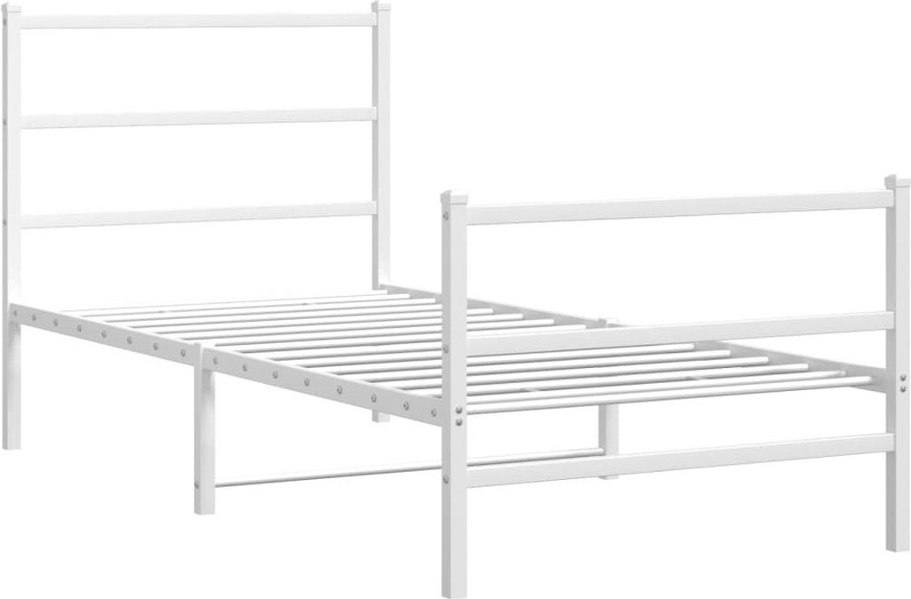 Bettgestell mit Kopf- und Fußteil Metall Weiß 90x200 cm