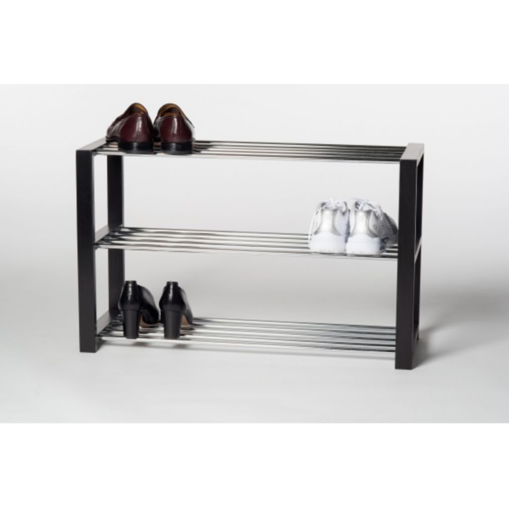 Schuhregal Luis 3 schwarz verchromte Stangen 12 Paar Schuhe