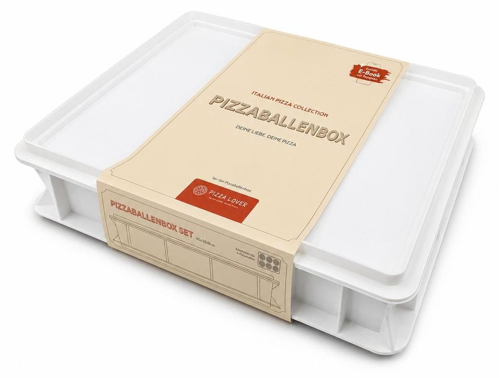 Pizza Lover Pizzateigbox mit Deckel in weiß - Größe Produktbild 
