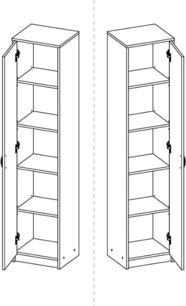 Armoire de bureau étroite BDW graphite - Rangement haut 5 compartiments - 8