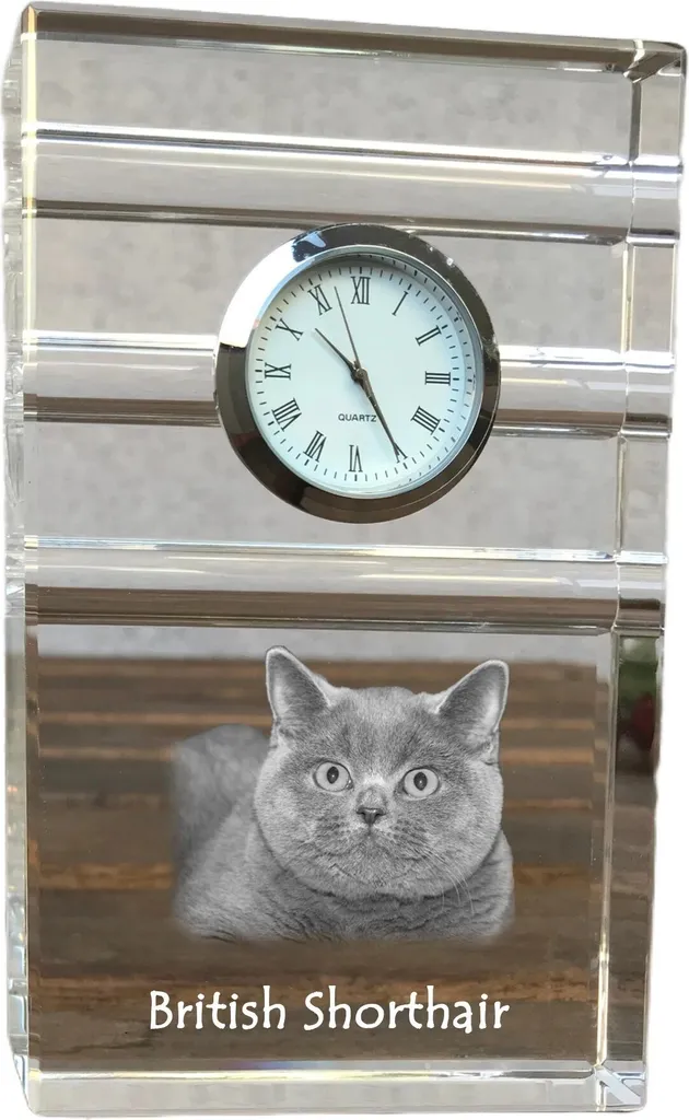 Horloge en verre British Shorthair Art-Dog - Pendulette de bureau chat