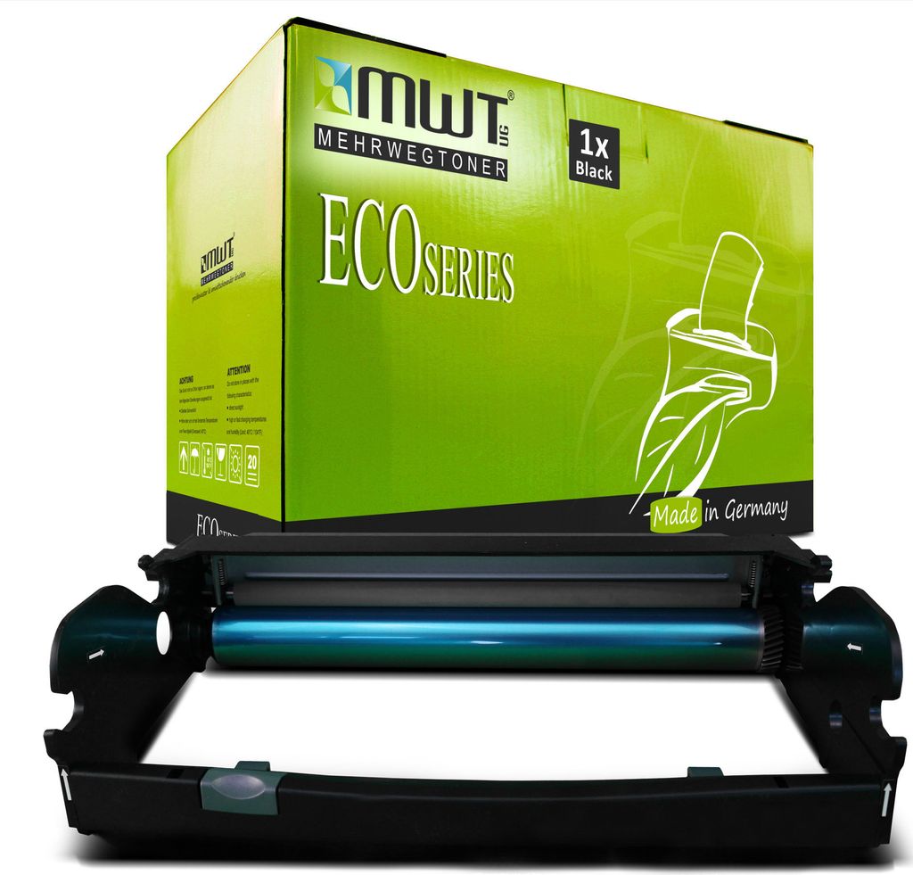 1 Mehrwegtoner kompatible Bildtrommel ersetzt Lexmark E260X22G Schwarz