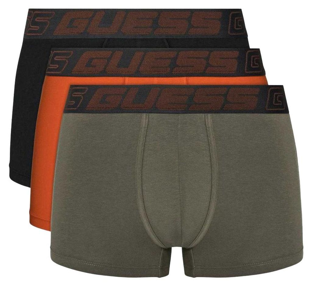 Guess - Boxershorts für Herren (3er-Pack) NA483 (S) (Orange/Khaki/Schwarz)