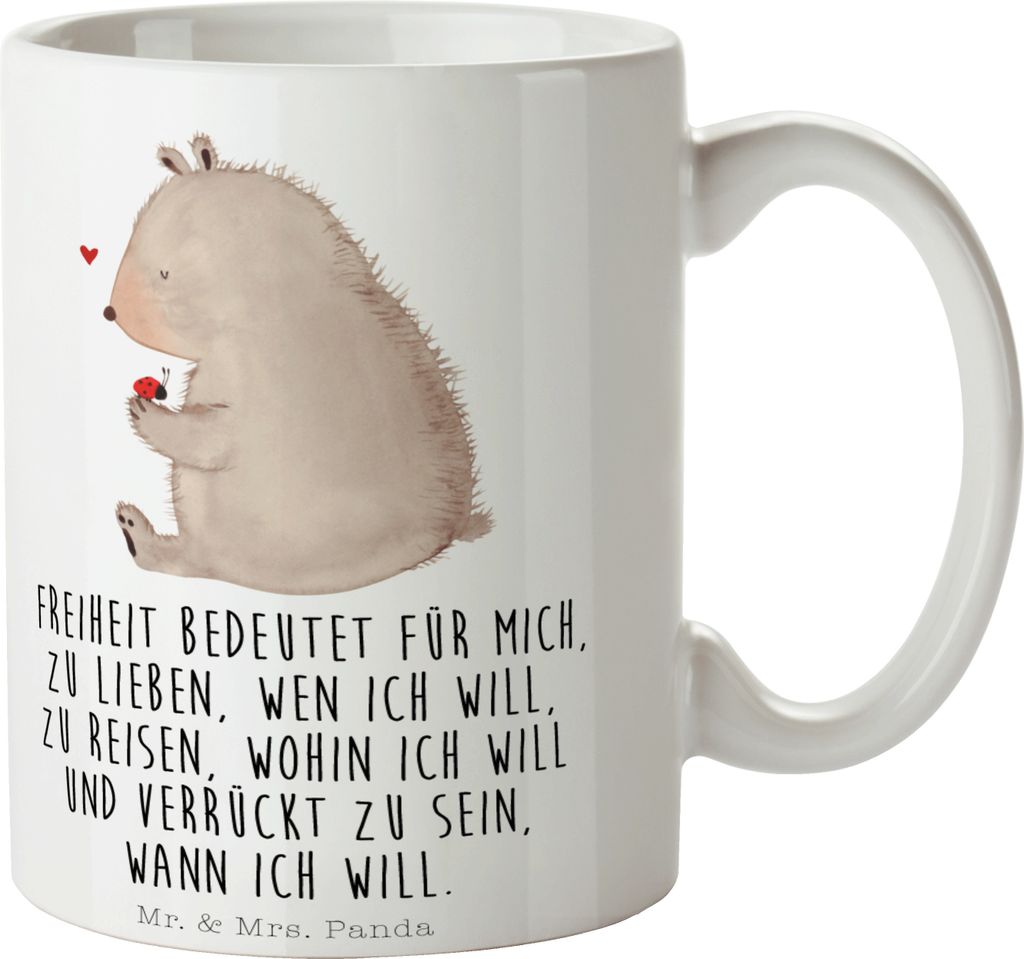 Mr. & Mrs. Panda Pott Bär Marienkäfer - Weiß - Geschenk, Liebe, Kaffeetasse, Tasse, Freiheit, Kaffeebecher, Teepott, Das Leben Ist schön, Motiv...