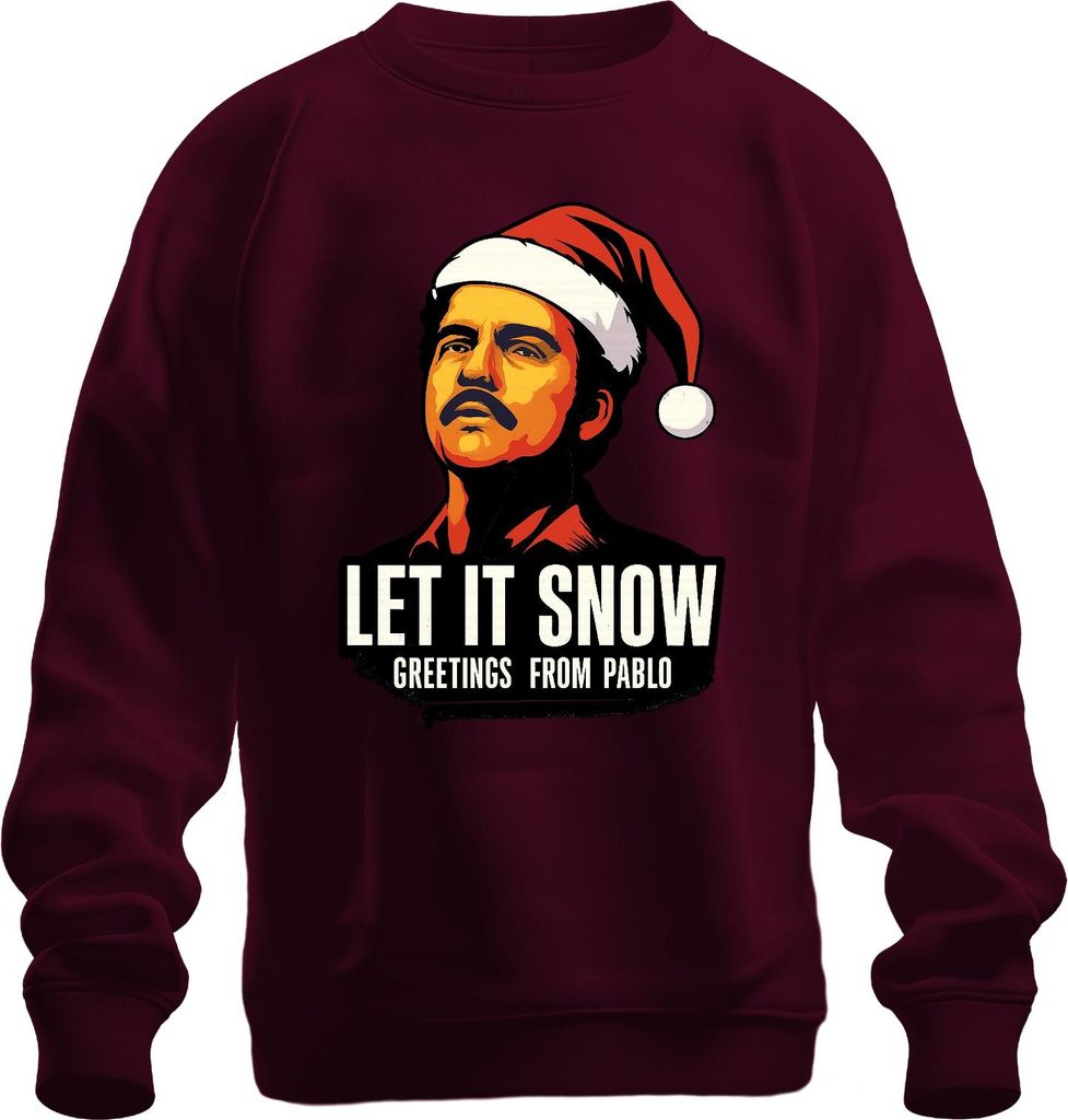 LET IT SNOW Weihnachten Santa Geschenk Pablo Wichtelgeschenk Uni Sweatshirt Pullover, Burgundy, XXL