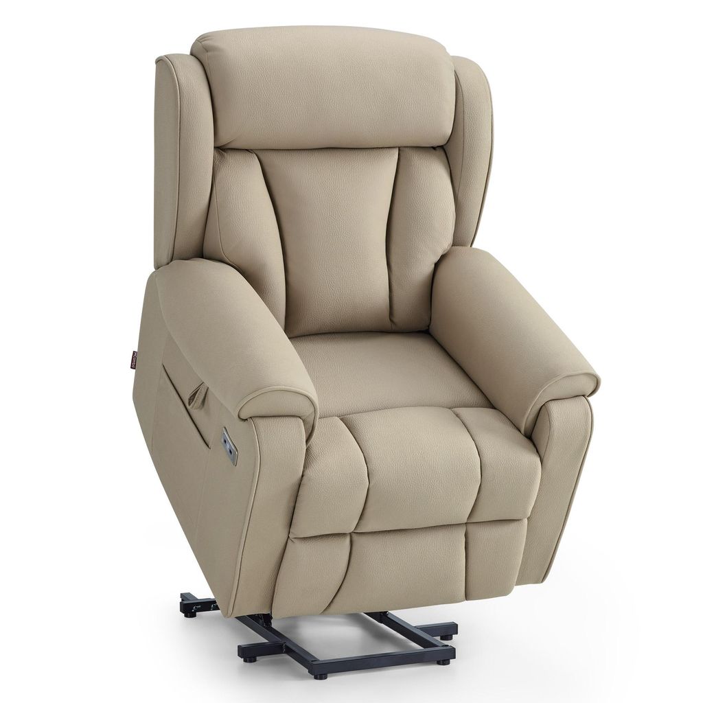 M MCombo 4-Motoren-Fernsehsessel mit Aufstehhilfe Elektrisch, 165°Zero-Gravity Sessel mit Aufstehhilfe, Massage & Heizung 7558(Mikrofaser, Beigebr...