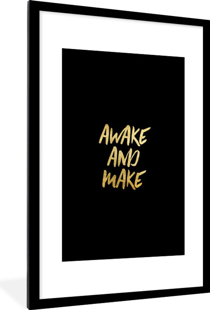 MuchoWow® Gerahmtes Poster Zitate - Gold - Schwarz 60x90 cm Produktbild 