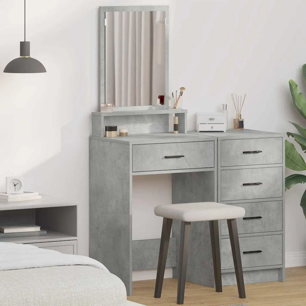 vidaXL Tavolino da Toilette Cemento Grigio 50x41x140 cm Design Moderno - 2