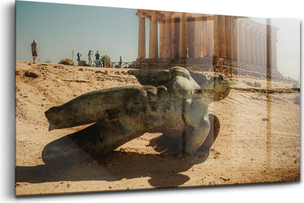 120x60 - Wandmalerei auf Glas- Wanddekoration aus Glas - Tal der Tempel in Sizilien Italien