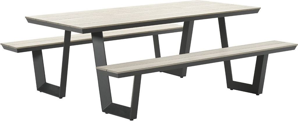 Garden Impressions Bell Picknickset 200x178xH75cm - carbon black/hell Teak Vironwood