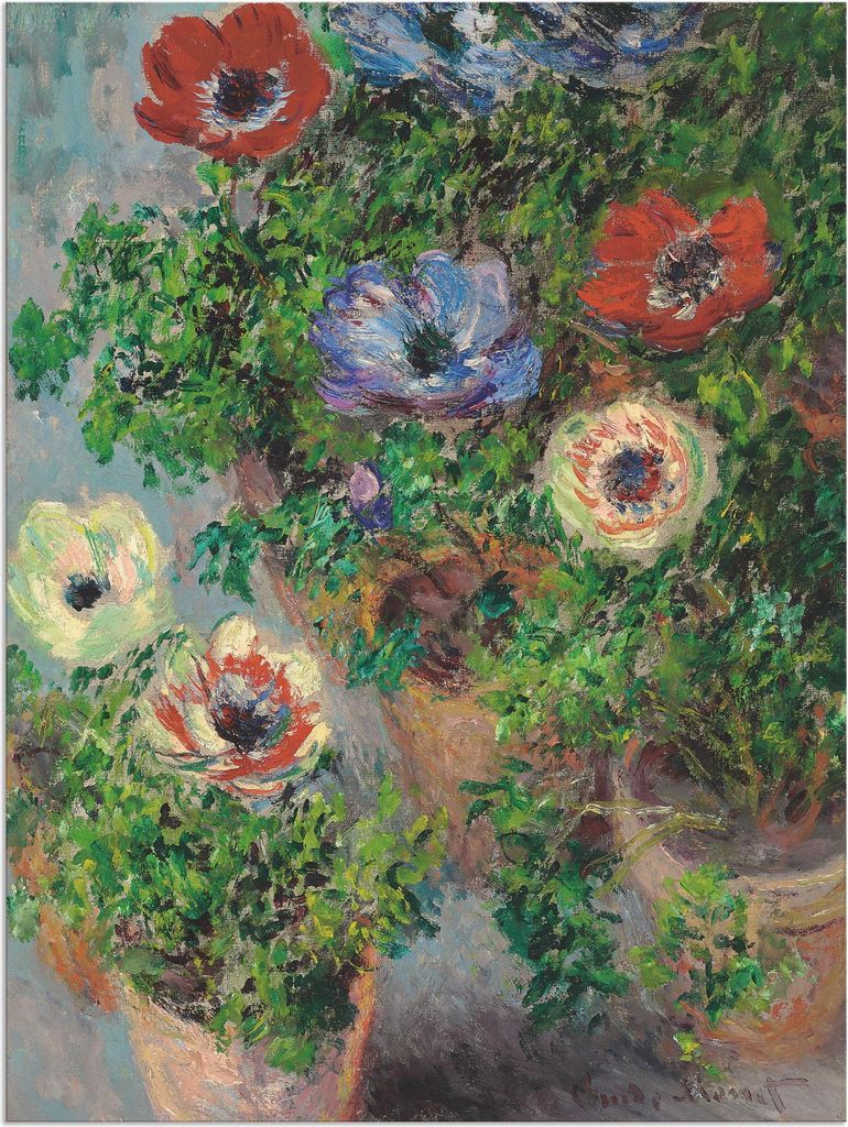 ARTland Wandbild Alu für Innen & Outdoor Anemonen in einer Vase. 1885 Größe: 90x120 cm