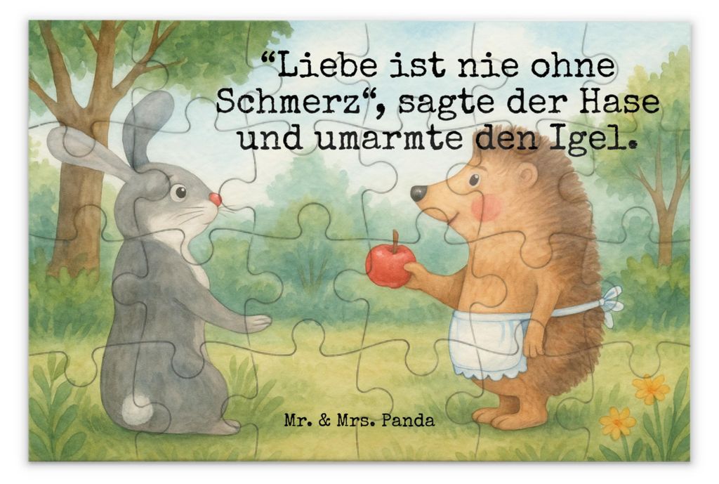 Mr. & Mrs. Panda Puzzle Hase Igel Design 24 Teile - Weiß - Geschenk, 500, Tiermotive, 1500, Herzschmerz, Trösten, und, 2000, Liebe Spruch, Puzzle...