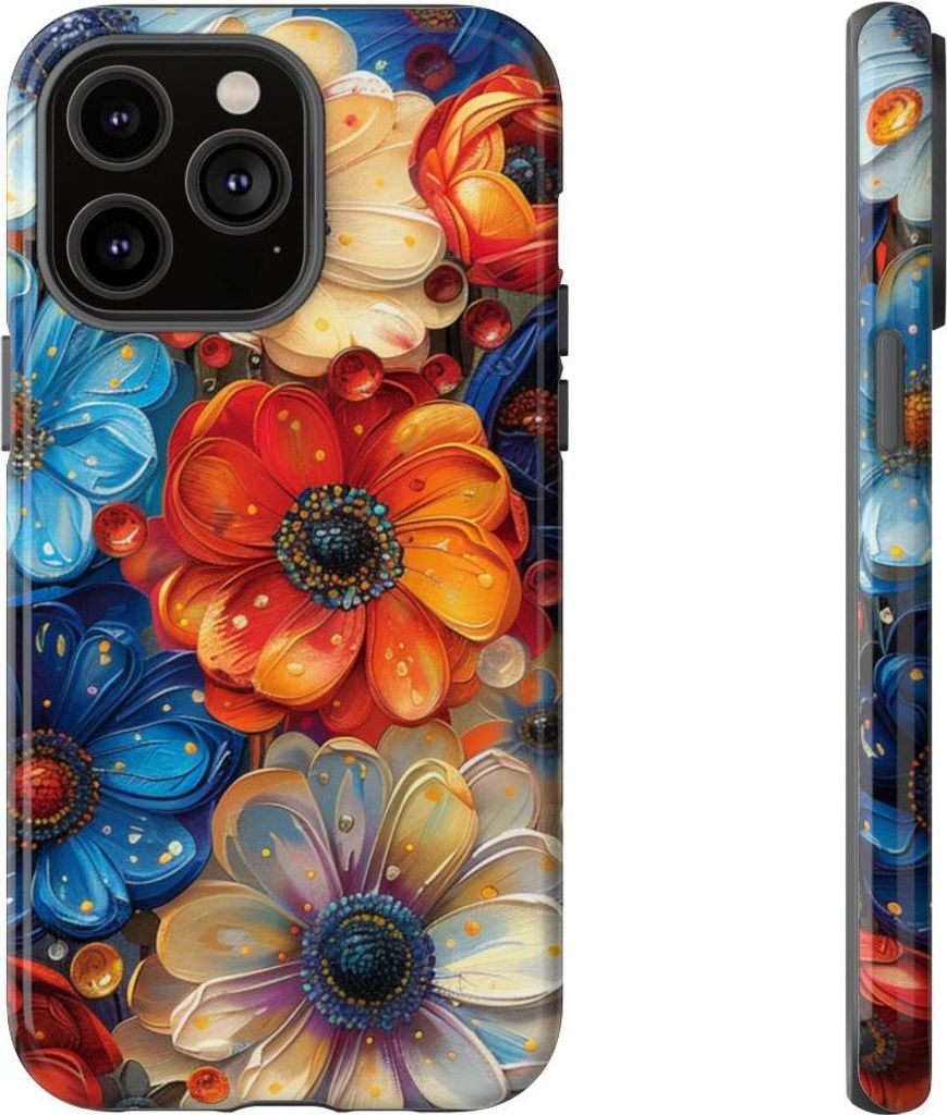 Lebhaftes abstraktes Blumenmuster – Hülle Kompatibel mit iPhone 14 Pro Max