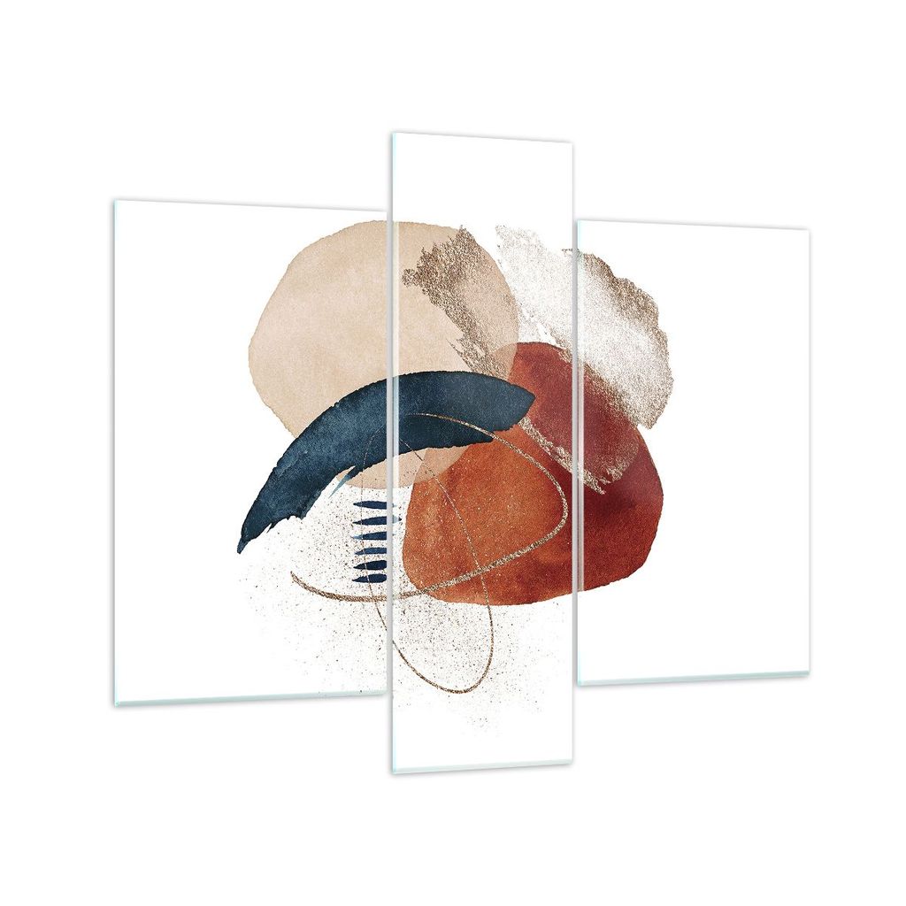 Bilder auf glas - 3 Teile - Abstraktion Flecken Modern - 95x80cm - Glasbilder - Wandbilder - Bilder - zum Aufhängen bereit - Wanddekoration aus Gl...