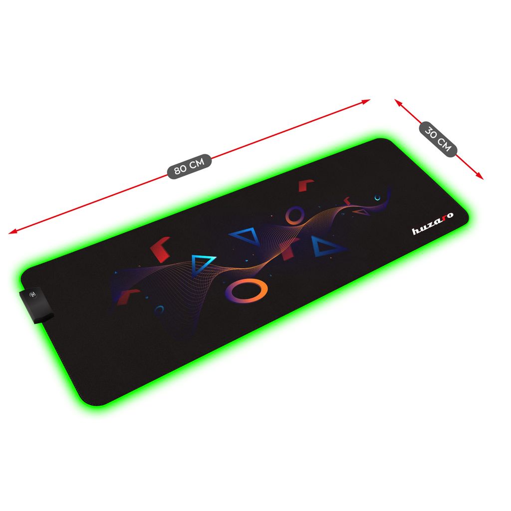 HUZARO Mousepad 2.0 Gaming Mauspad XXL Computer Pad PC Zubehör Schreibtischunterlage Gamer Gadgets 80x30cm RGB Led Schwarz
