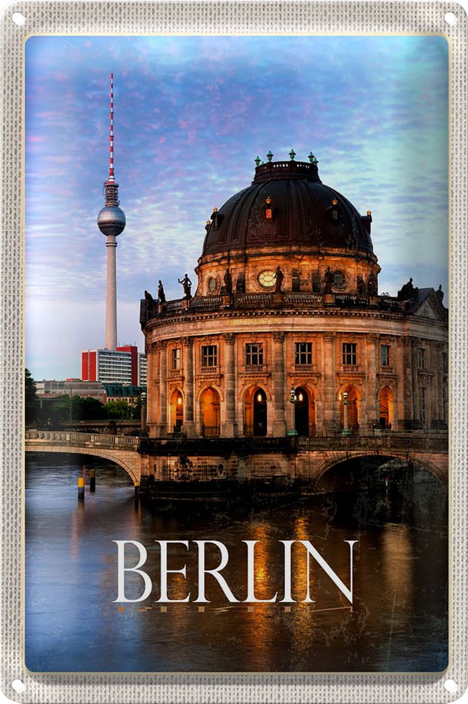 Blechschild Reise 20x30cm Berlin Deutschland Porträt Fluss