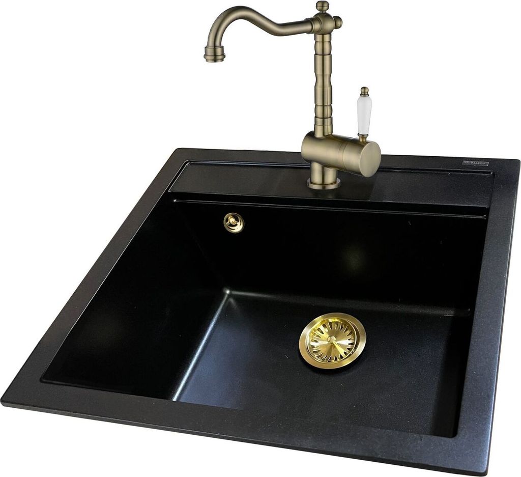 GURARI SQQ100 Einbau Granitspüle, Spüle Retro Schwarz -601 Produktbild 