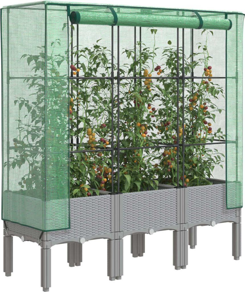 Maison Exclusive - Hochbeet mit Gewächshaus-Aufsatz Rattan-Optik 120x40x140 cm