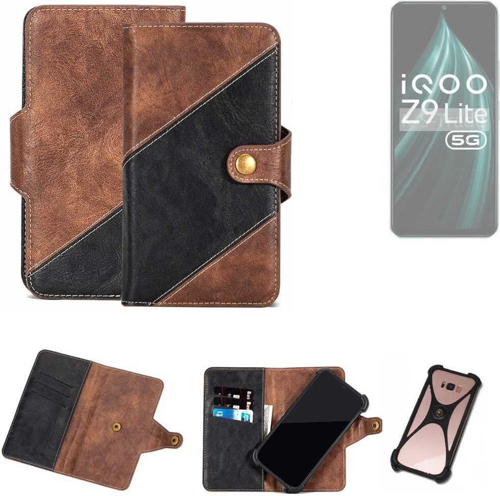 K-S-Trade Handyhülle Schutzhülle Bookstyle Case kompatibel mit Vivo iQOO Z9 Lite 5G Klapphülle Cover Hülle Schutztasche 1x