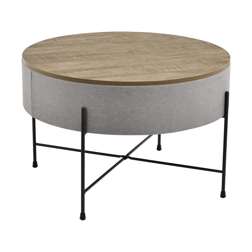 In And OutdoorMatch Couchtisch Audra - Aufbewahrungstisch - 40 x 60 cm - Holz grau und schwarz - Spanplatte, Stoff und Metall - modernes Design
