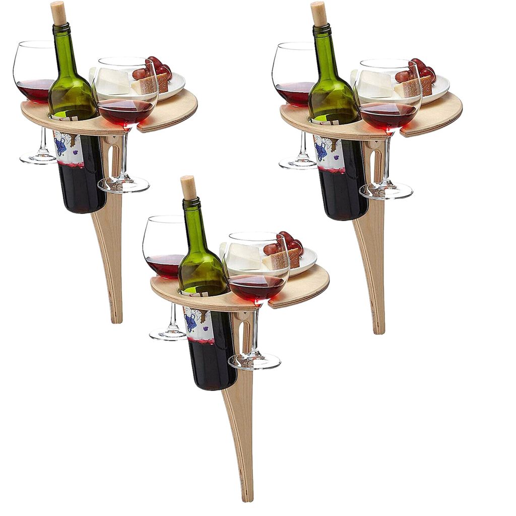 Weinregal aus Holz mit Weintisch faltbar leicht zu tragen 