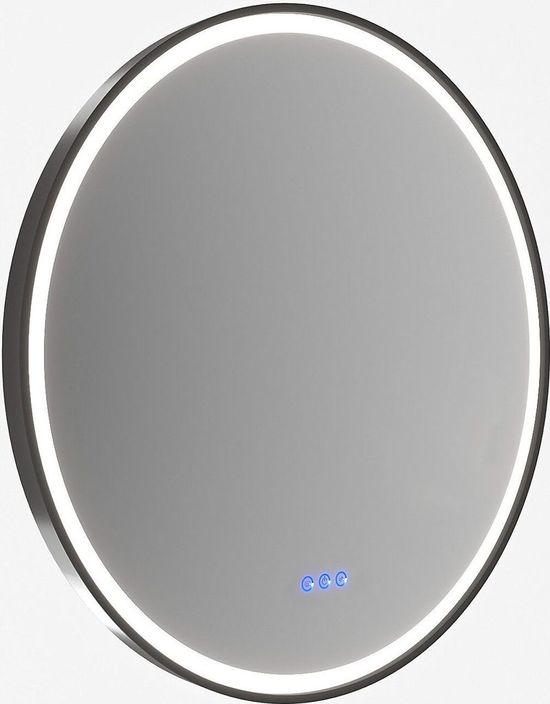 Wandspiegel schwarz rund Badspiegel mit LED Beleuchtung Schwarz Rahmen 80x80 cm Touch Sensor Dimmbar Spiegelheizung Kaltweiß 6400K Neutralweiß 45...