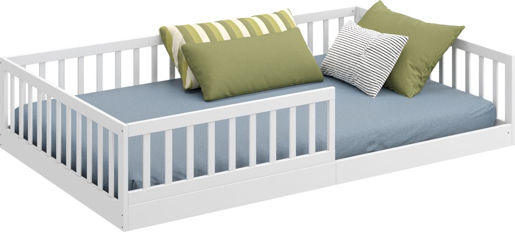 Letto A Terra Montessori Per Bambini 120x200 Cm - Convertibile Con Protezione Anti-caduta - Foto 2