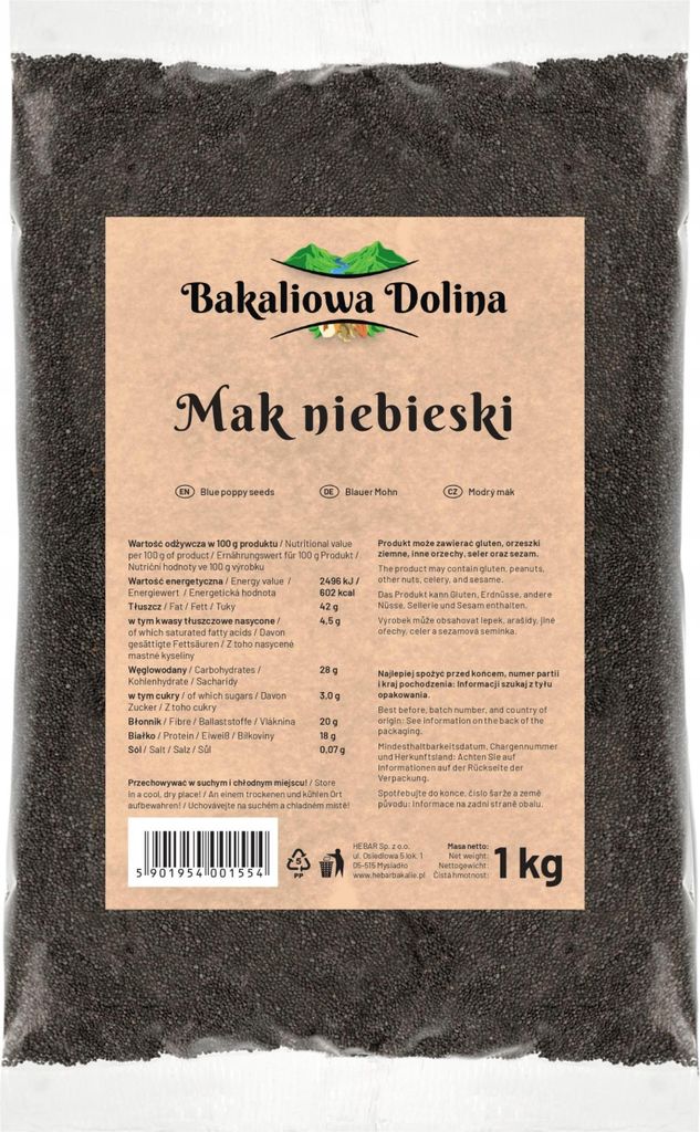Blaumohn 1 KG - Mohnsamen - Backzutat - Gereinigt - Ideal Produktbild 