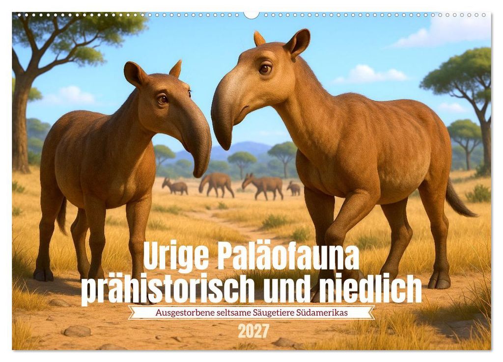 Urige Paläofauna prähistorisch und niedlich (Wandkalender 2027 DIN A2 quer), CALVENDO Monatskalender