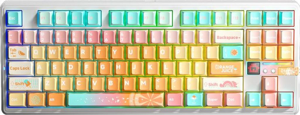 AULA F87 Pro V2 Mechanische Gaming Tastatur 80%, Wireless Tri-Mode, LED Matrix Display, RGB, Hotswap, 8K Polling, Weiß - Sublimationsdruck