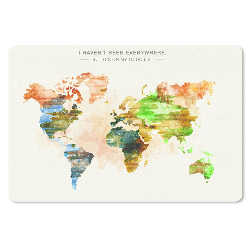 MuchoWow Schreibtischunterlage Weltkarte - Farbe - Farben 60x40 cm - XXL Mauspad - Großes Mauspad