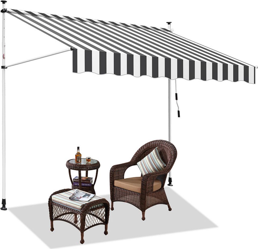 Jiubiaz Markise Klemmmarkise Einziehbar Sonnenmarkise Sonnenschutz Balkon ohne Bohren 400x120cm