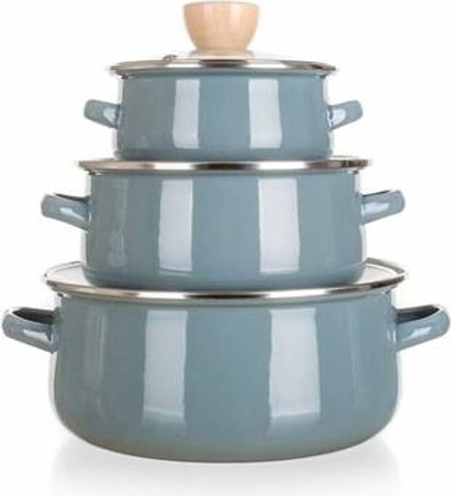 BANKETT-Set emailliert Geschirr NATÜRLICH Olive, 6 St.