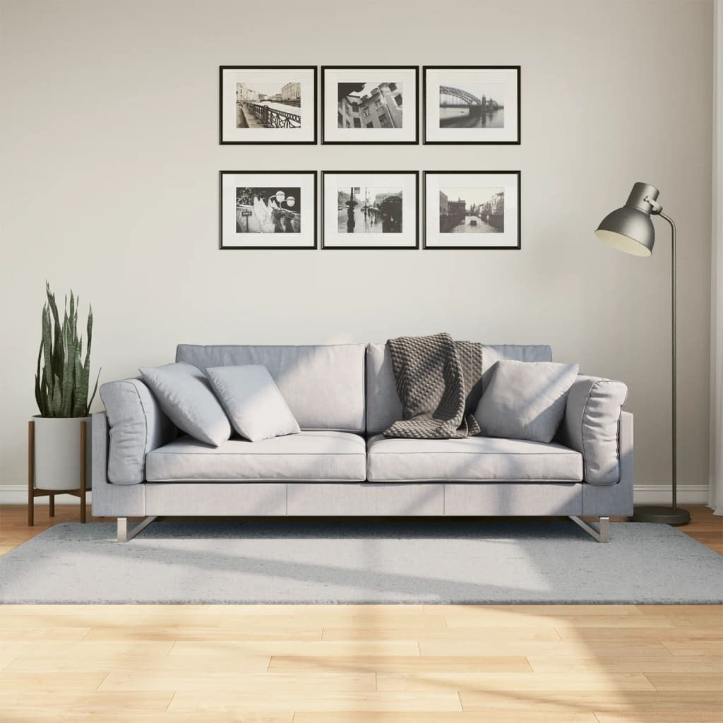 Teppich HUARTE Kurzflor Weich und Waschbar Grau 100x200 cm 375074