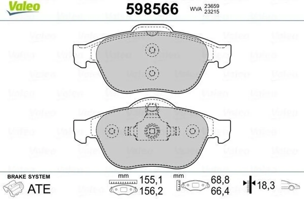 Plaquettes de Frein Avant pour Renault Megane II et Laguna II Valeo 598566