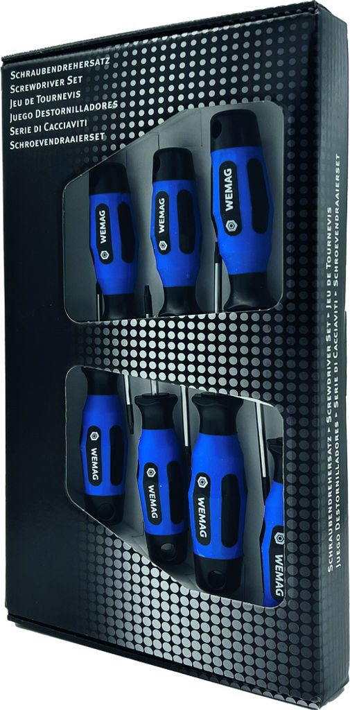 WEMAG Schraubendreher Torx Satz 7-tlg., Größe:nv, Ausführung:nv, Satzinhalt:1x T7 x 50 mm, 1x T8 x 60 mm, 1x T9 x 60 mm, 1x T10 x 80 mm, 1x T15 ...