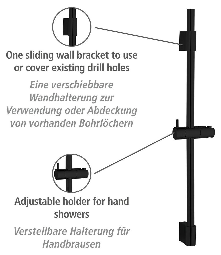 WENKO Duschstange Classic Schwarz Duschen Bad Wanne 70 cm Produktbild 
