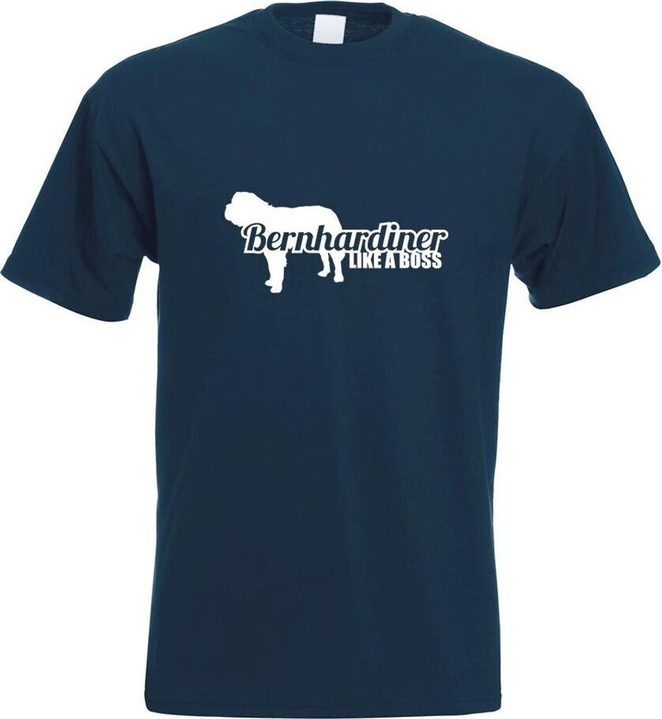 Kiwistar - T-Shirt - Navy - Bernhardiner Like a Boss Dog Herren Funshirt Bedruckt Design Sprüche Spruch Motive - mit Motiv Bedruckt - Funshirt Des...