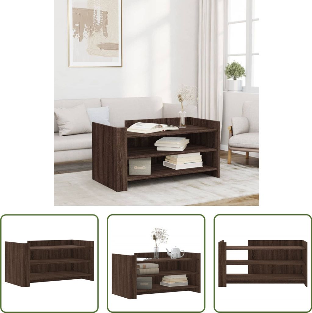 The Living Store Couchtisch Braun Eichen-Optik 100x50x50 cm Holzwerkstoff